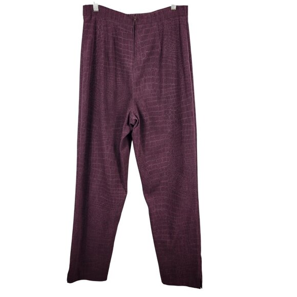 Crocodile Print Plum Purple Pants Women 9/10  Business Casual Retro Style Lounge - Picture 2 of 14